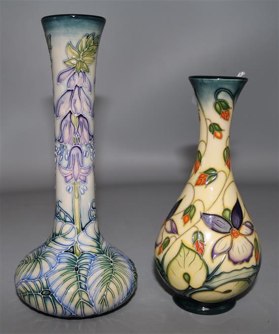 Two Moorcroft floral bottle vases c.2000/1, by Rachel Bishop